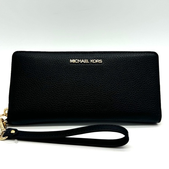 Michael Kors Large Continental Wallet Black/Gold - Picture 1 of 8